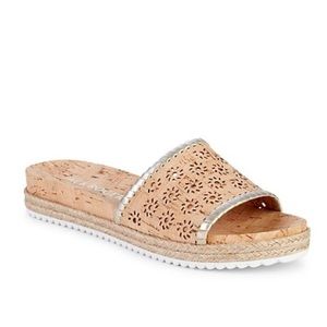 JACK ROGERS
Metallic Floral Espadrille Cork Slides